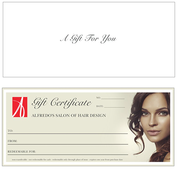 Gift Certificate Showing Dark Haired Woman Gift Certificate Showing Dark Haired Woman