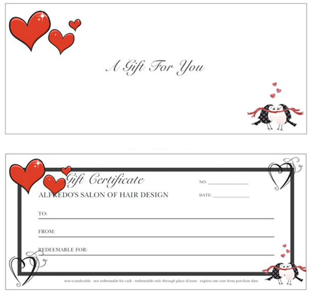 Valentine's Day Gift Certificates Valentine's Day Gift Certificates