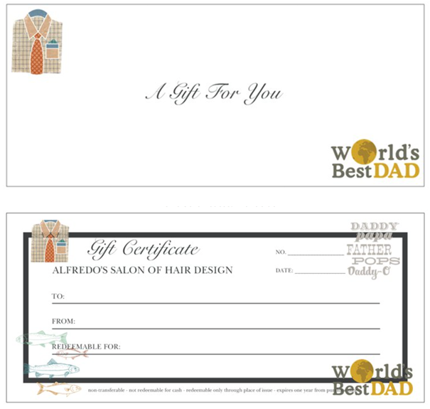 Father's Day Gift Certificates Father's Day Gift Certificates